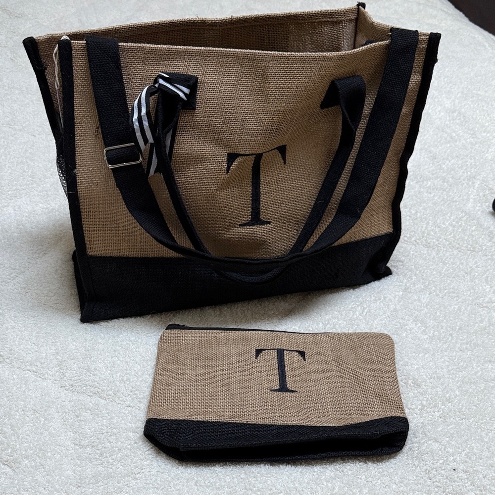 Black and Tan Tote Bag Set